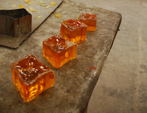 Cubes of pine tree resin