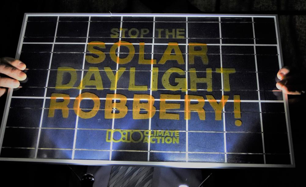 Stop the solar daylight robbery photo op