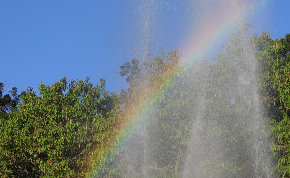 Rainbow and fountain