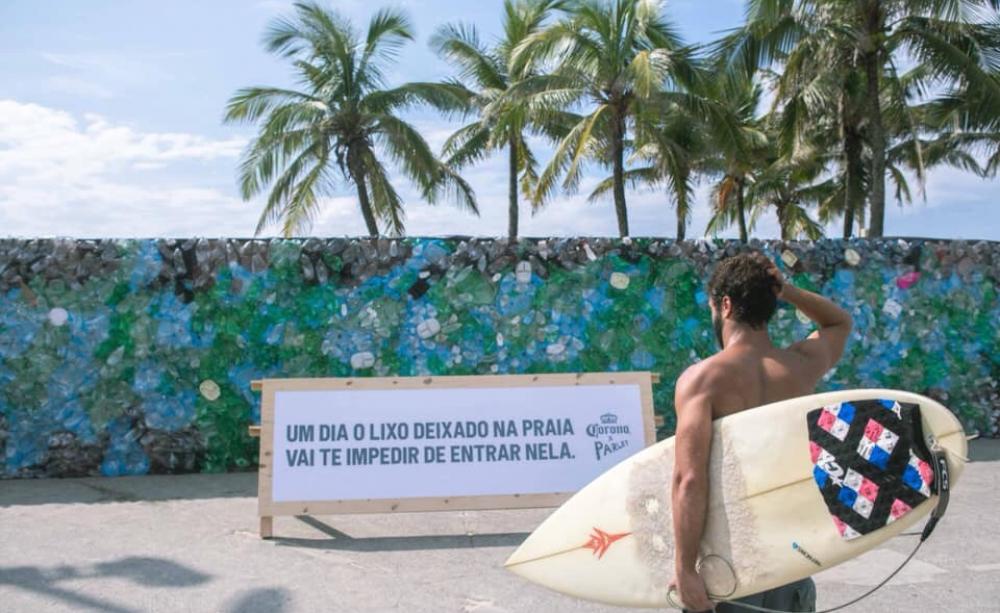 Trash wall on Ipanema beach