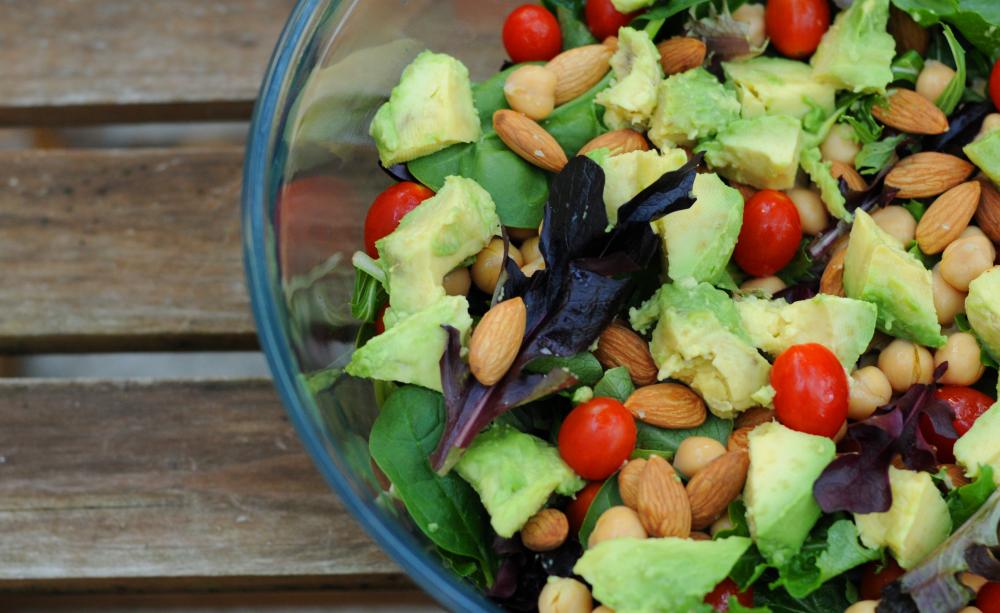 Almond, avocado and tomato salad