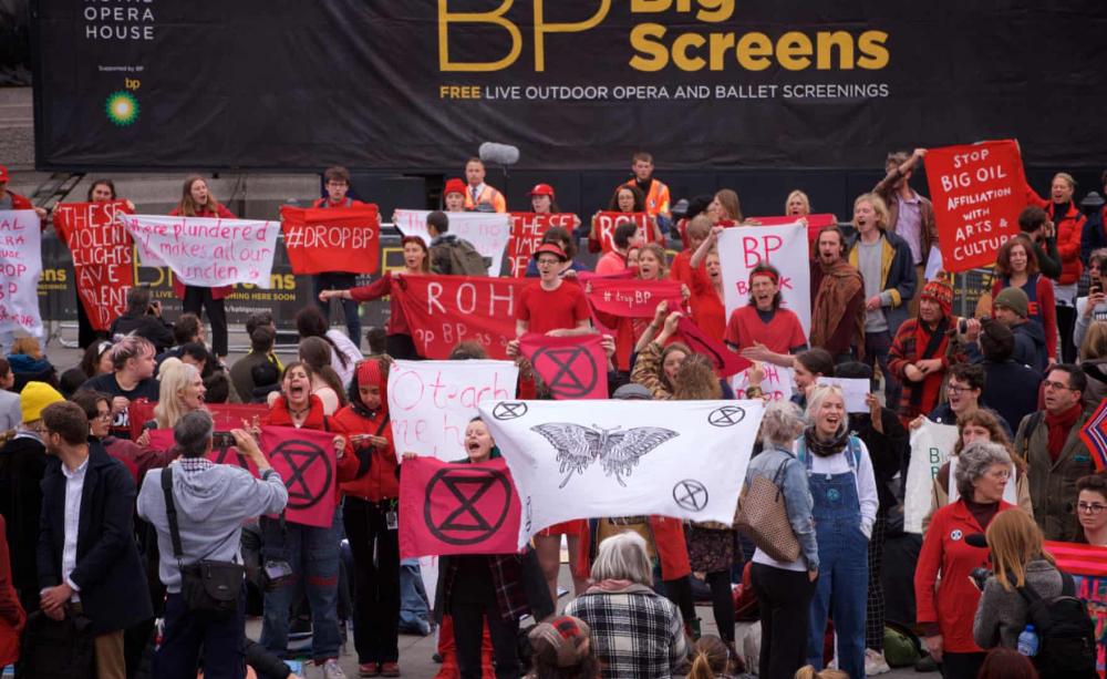 XR activists at BP Big Screen