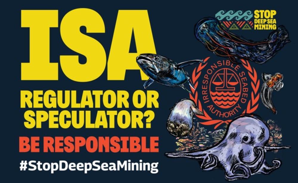 A Greenpeace poster parodying the ISA as &quot;Irresponsible Seabed Authority&quot;