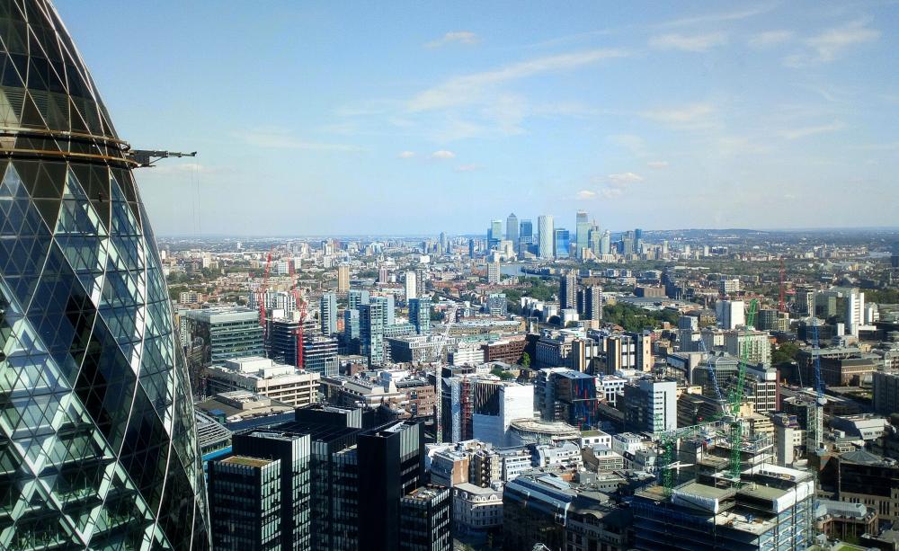London seen from high, looking over the City