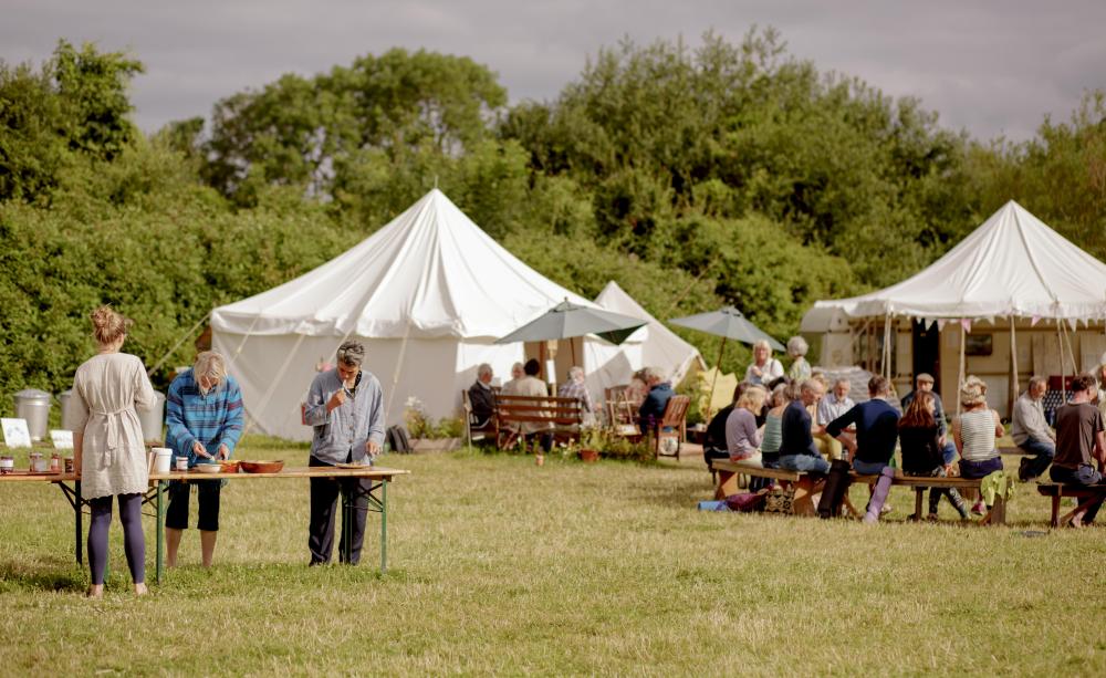 People enjoying Resurgence Summer Camp at Green &amp; Away