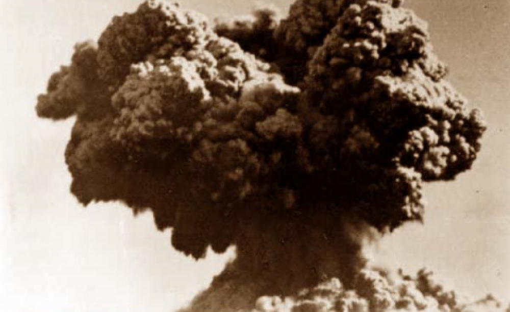 Explosion cloud from the Operation Hurricane atomic bomb test, 3 October 1952.