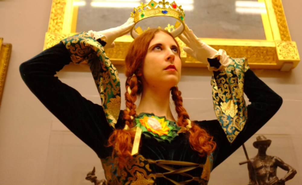 ‘All the oil wells of Arabia will not sweeten this deal’. Lady Macbeth in front of painting. Photo: Hugh Warwick.