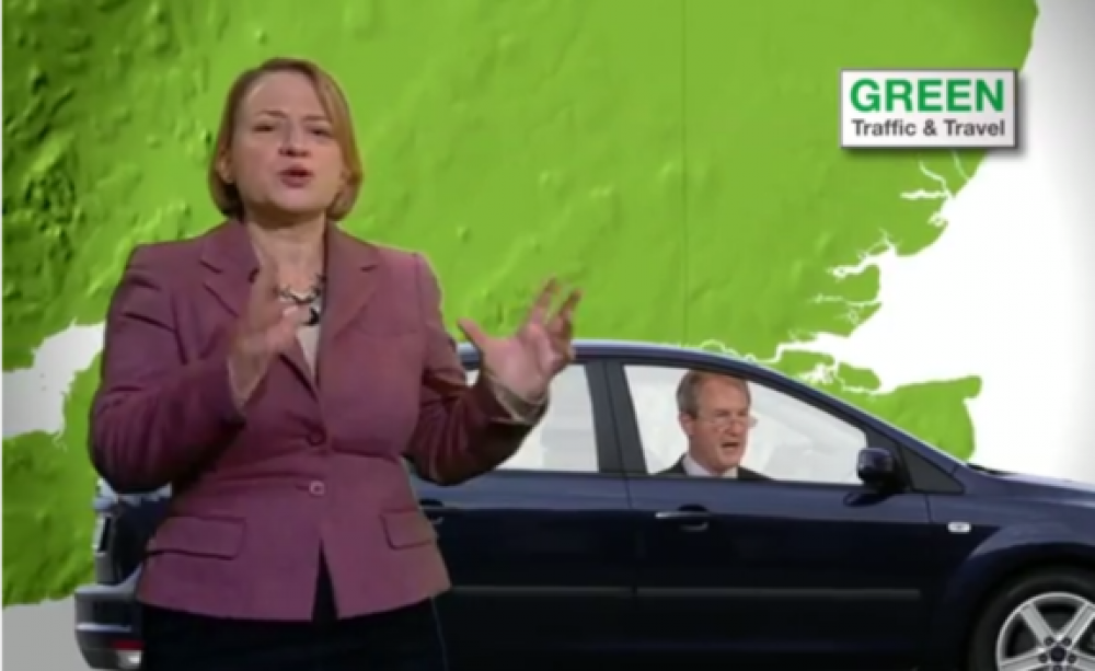 Natalie Bennett presents Sunday Politics travel news, 2 Feb 2014. Photo: from BBC Sunday Politics.
