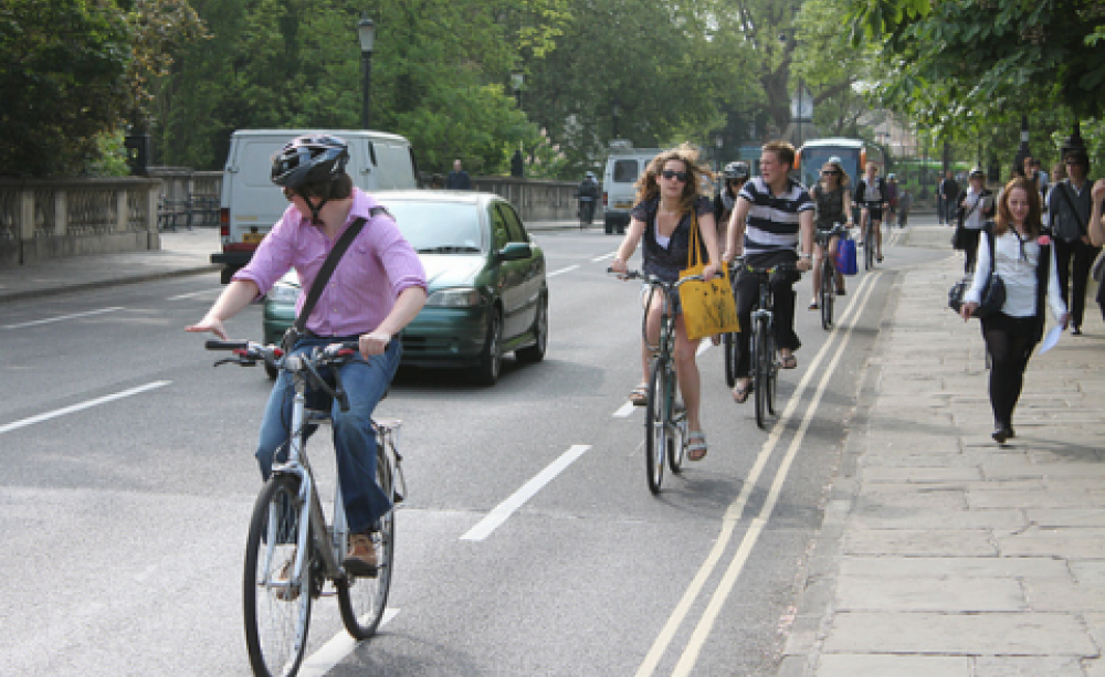 The solution to the UK's air pollution is clear - more walking, cycling, public transport, and less traffic. Photo: Magdalen Bridge, Oxford, by Tejvan Pettinger via Flickr.com.