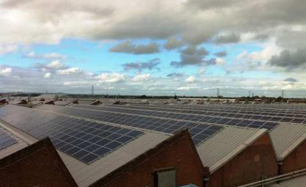 Bentley Motors rooftop array is the largest of its kind in the UK. But Government policy is restricting the growth of the sector. Photo: DECC via Flickr.com.