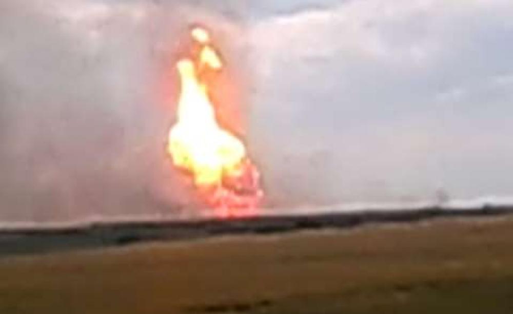 Did Green campaigners carry out this pipeline bombing in Ukraine on June 17th 2014? Of course not - so how come they are under fire by NATO and Russia? Photo: from YouTube / http://youtu.be/oAVJ3udesF8 .