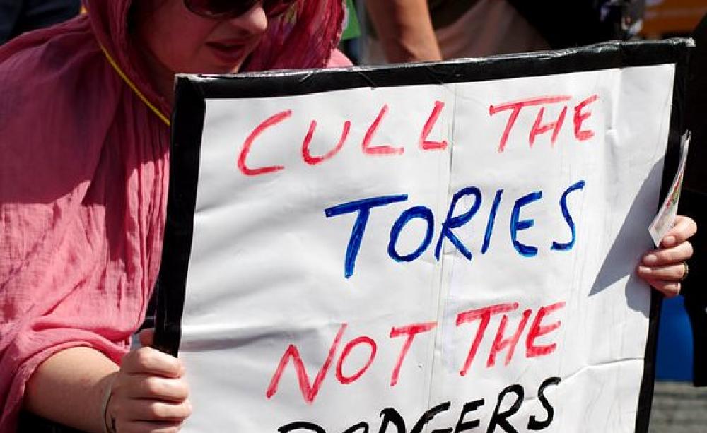The voice of the people? Protester on the People's Assembly March Against Austerity 2014. Photo: The Weekly Bull via Flickr (CC BY-NC-ND 2.0).
