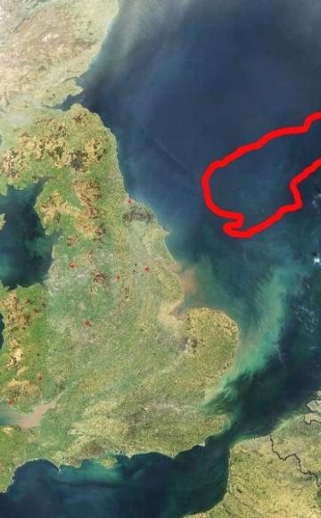 Doggerland - the perfect place for the world's biggest offshore wind farm? Photo: NASA via Wikimedia Commons.