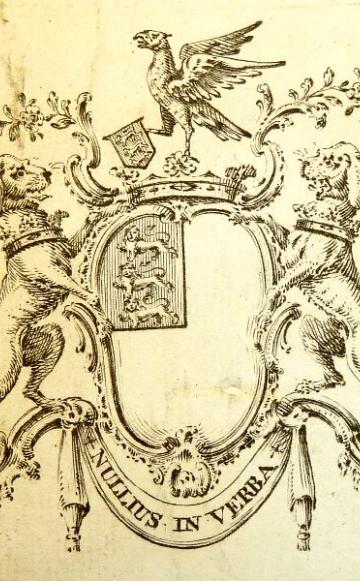 'Nullius in verba' (Don't take anyone's word for it) - motto and coat of arms of the Royal Society, used in its bookplate. Photo: kladcat via Wikimedia Commons (CC BY). 'Nullius in verba' (Don't take anyone's word for it) - motto and coat of arms of the Royal Society, used in its bookplate. Photo: kladcat via Wikimedia Commons (CC BY).