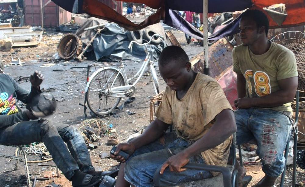Agbogbloshie employs some 6,000 young men recycling wastes from around the world in the job-scarce city of Accra, Ghana. Photo: Agbogbloshie Makerspace Platform via Flickr (CC BY-SA).