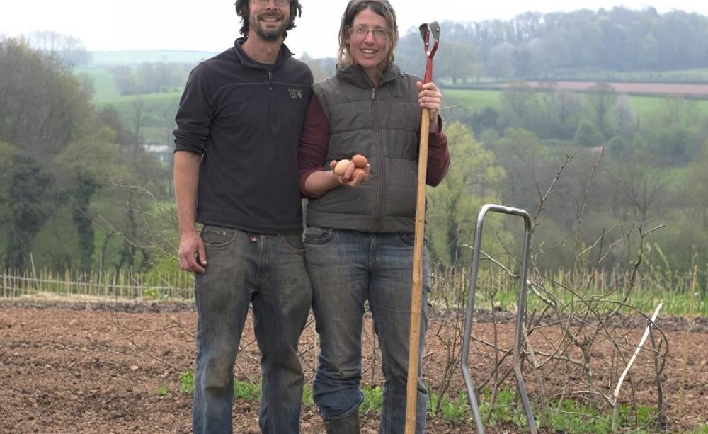 Ruth &amp; Alex at the Steepholding, Greenham Reach. Photo: Walter Lewis.