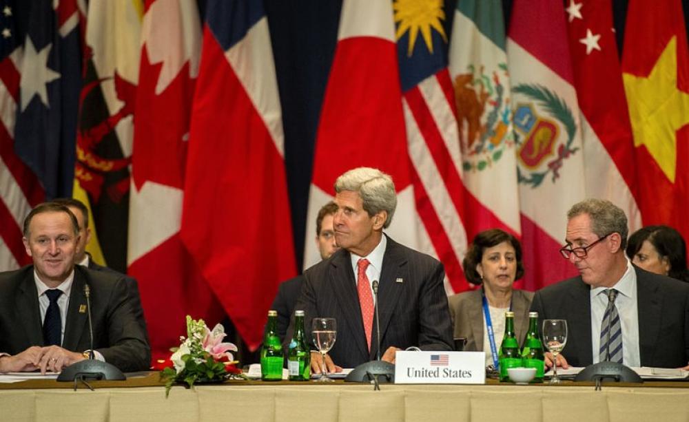 Now it's all over. US Secretary of State John Kerry participates in a meeting with nations' leaders discussing the Trans-Pacific Partnership (TPP); Bali, Indonesia, 8th October 2013. Photo: State Department / William Ng (Public Domain).