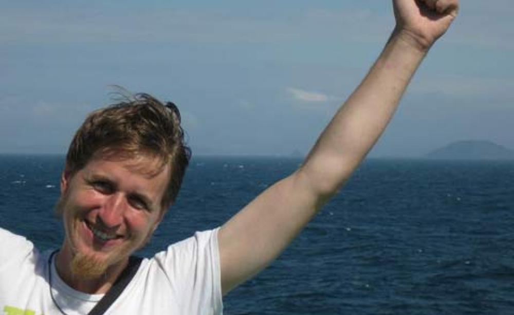 Ewan Kinsgton on the ferry