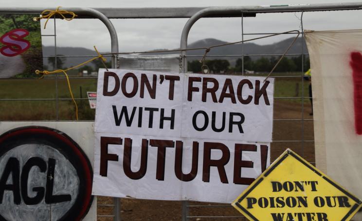 'Don't frack our future' protester sign