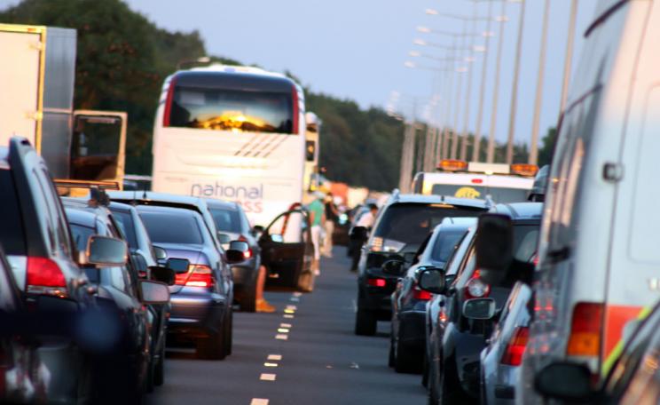 Vehicles queuing on motorway