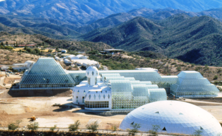 Photograph of the Biosphere 2 facility in southern Arizona
