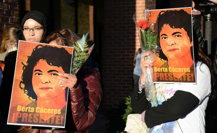 A vigil for Berta Caceres, a Honduran environmental activist murdered in 2016