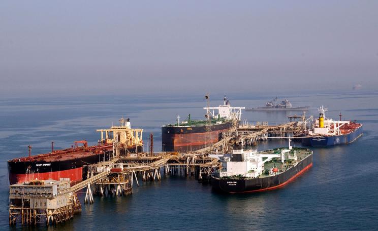 Tankers at the Iraqi Al Basra Oil Terminal in the Northern Arabian Gulf