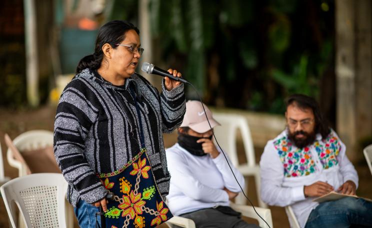 Claudia Ignacio Álvarez, a Mexican human rights defender, speaking at an event in Mexico
