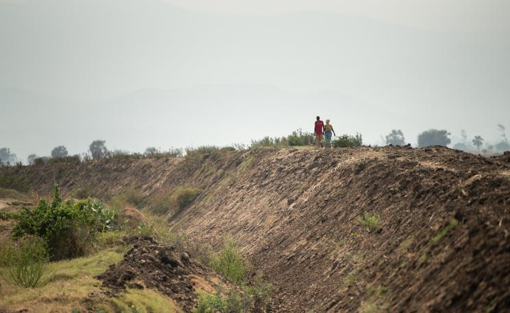 Embankments were raised to protect a sugar plantation from flooding
