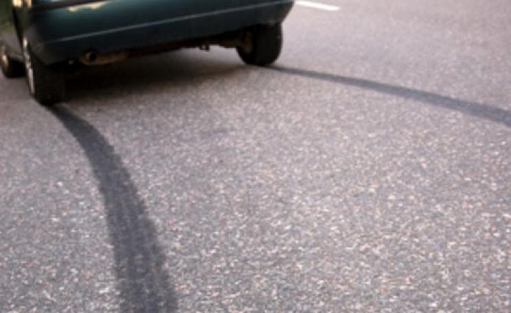 Brake marks from a car