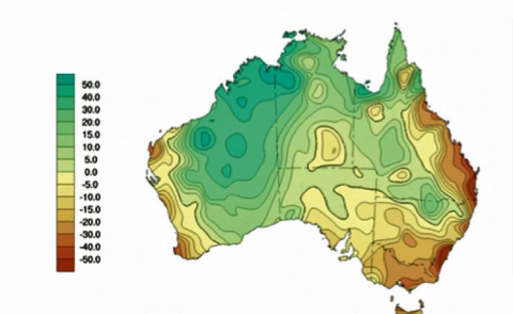Changes in rainfall in Australia
