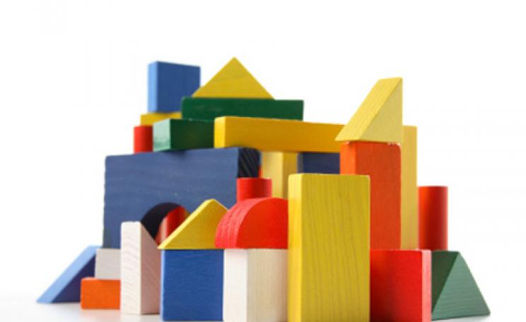 city made of child's wooden blocks