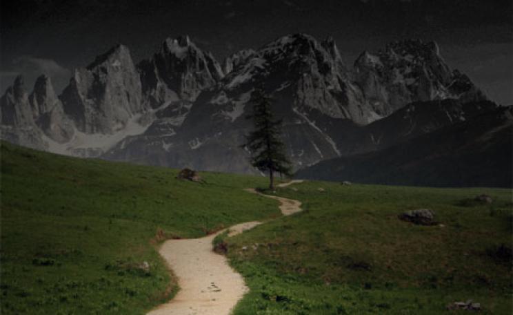 path from a dark mountain