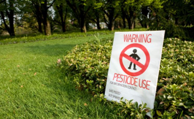 A pesticides sign