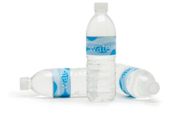 Plastic bottles of water