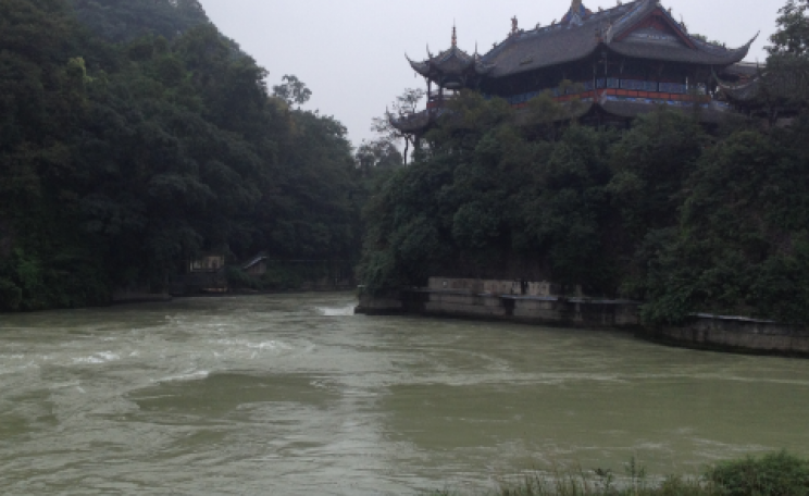 This scene from Dujiangyan illustrates traditional harmony of water in the Chinese landscape. Photo: Joshua Bateman.
