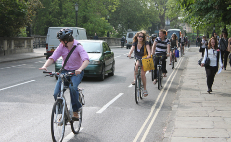 The solution to the UK's air pollution is clear - more walking, cycling, public transport, and less traffic. Photo: Magdalen Bridge, Oxford, by Tejvan Pettinger via Flickr.com.