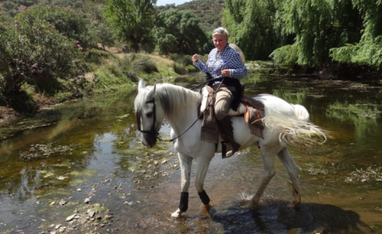 Jan and Chaparro near Cumbres de San Bartolome. Photo: Paul Barham.
