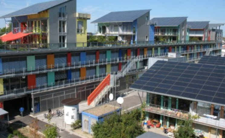 A recent residential development in Germany with all-solar PV roofing. Soon the whole world will be doing this - and probably adding solar walls to the mix.