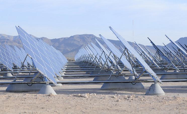 These 70,000 solar panels in the Nevada desert power the Nellis Air Force Base, Nevada. Photo: Scott via Flickr.com.