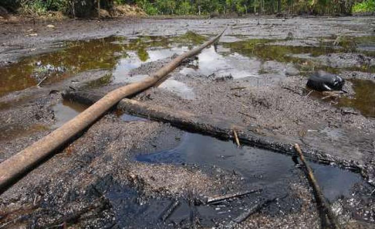 Oil pipeline across Lago Agrio, in Ecuador's Amazon. Photo: Julien Gomba via Flickr.