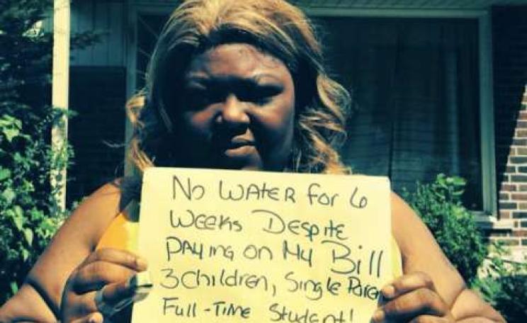 No water for 6 weeks despite paying my bill. 3 children, single parent, full-time student. Photo: Nicole via Facebook.