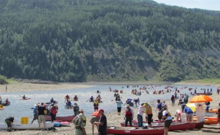 About 250 boats took to the Peace River for the 'Paddle for the Peace' event on Saturday 12th July 2014. Photo: Emma Gilchrist.