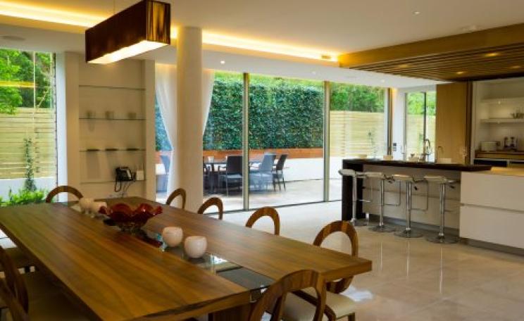 The kitchen / dining room of Brickfields, a green development in London. Photo: Living in Space.
