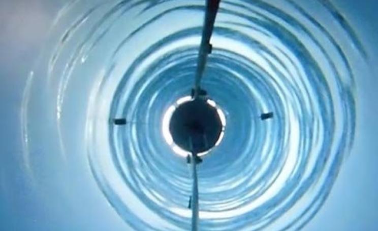 The view down the borehole through half a mile of the Antarctic ice to Lake Whillans. Photo: Reed Scherer / Northern Illinois University.
