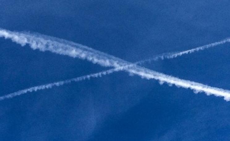 Blue skies beckon for British democracy, and not only in Scotland. Saltire drawn by vapour trails over the Falls of Foyers, Scotland. Photo: David Sim via Flickr.