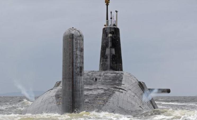 All tooled up and nowhere to go? HMS Vanguard 'vents off' as she leaves HMNB Clyde in Scotland. Photo: UK Ministry of Defence via Flickr.