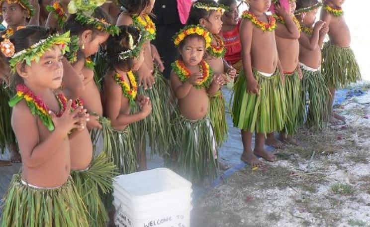 A welcoming committee at Christmas Island - site of the UK's Grapple X and Grapple Y bomb tests. But do these children, or their parents, know about the long term legacy of uranium pollution? Photo: Philip via Flickr.