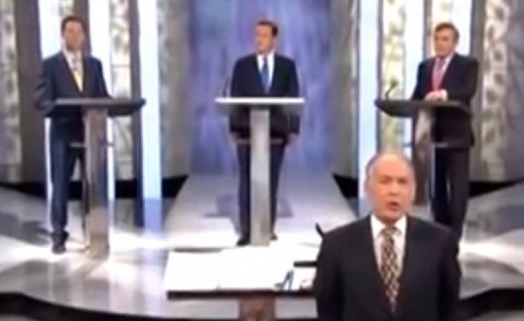 The opening of the first election debate of the 2010 campaign on ITV, 15th April. Photo: still from ITV.