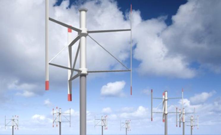 Another advantage of vertical axis turbines is that they can be placed closer together. Image: Vertax Wind.
